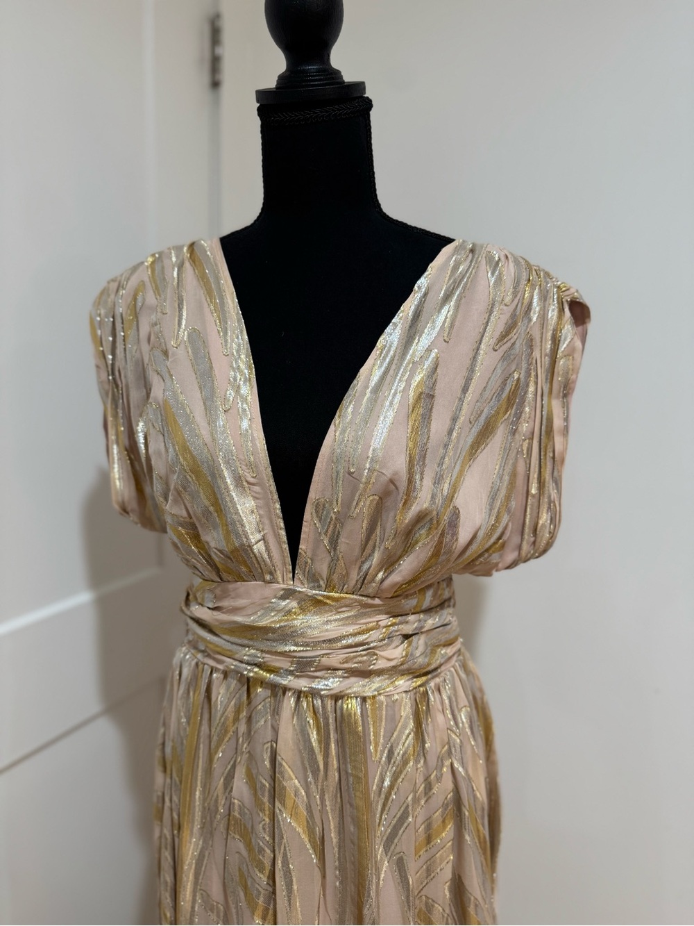 Ramy Brook Jessieann Metallic Gown in Gold / Blush NWT, Size 2